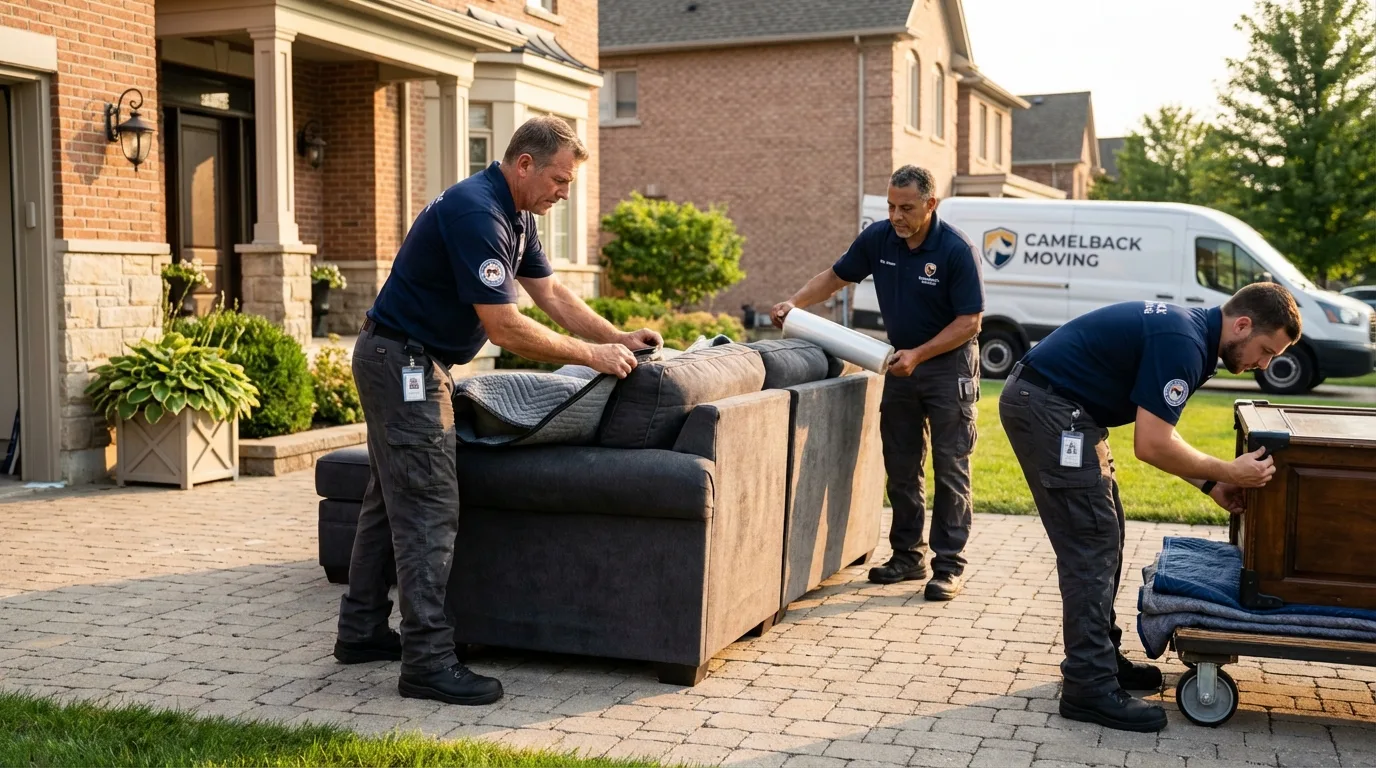 Large estate moving crew wrapping furniture in Labadieville, LA