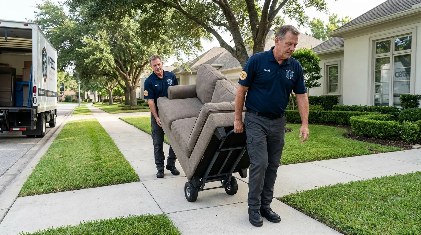 Local residential moving crew loading furniture in Labadieville, LA