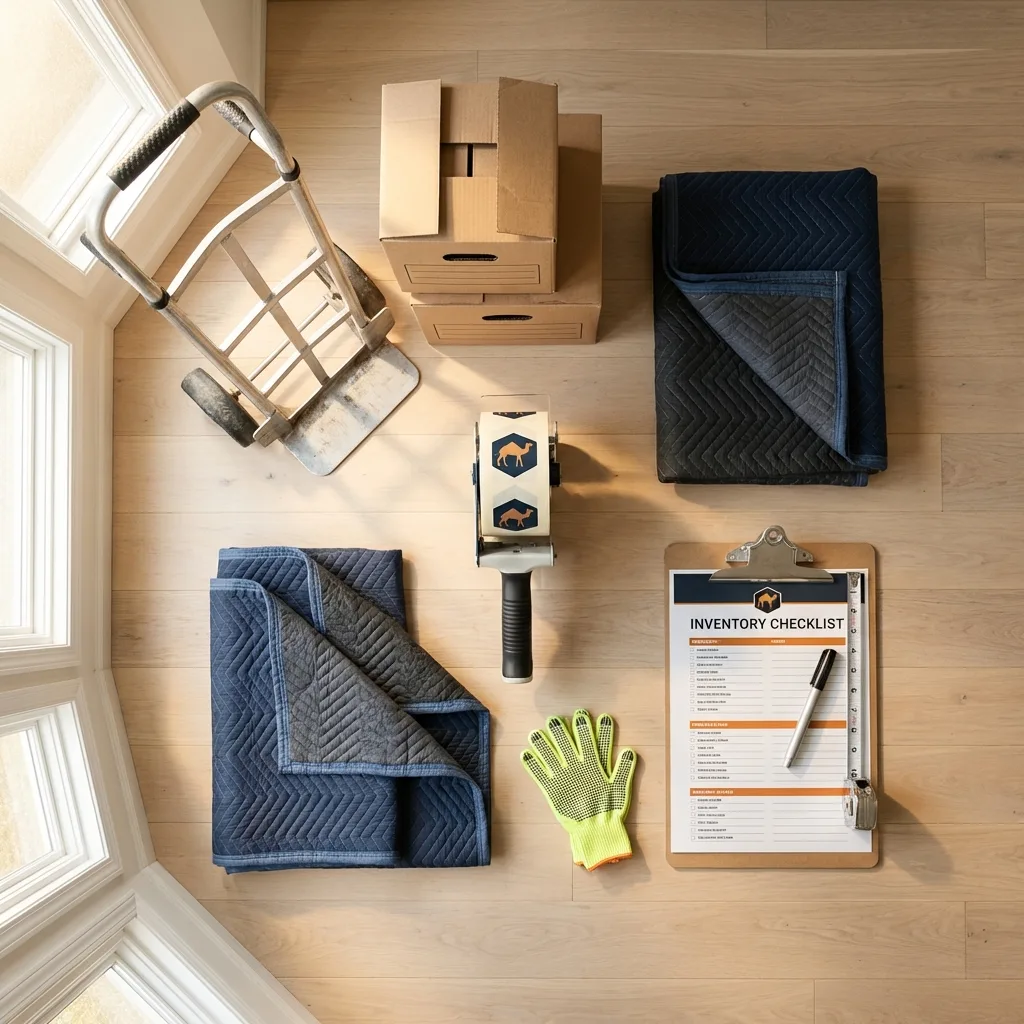 Professional moving supplies and packing materials layout for Labadieville residential relocations
